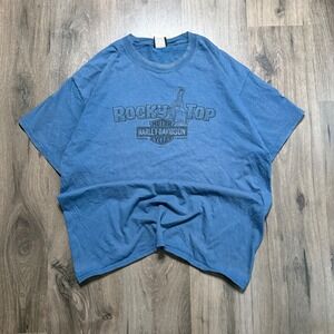 Harley Davidson Rocky Top Pigeon Forge TN Western Graphic T Shirt Mens L Blue
